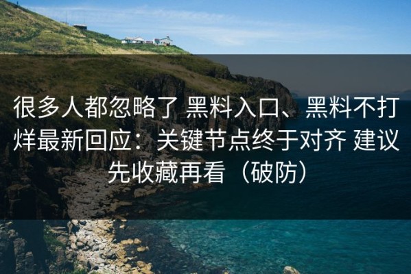 很多人都忽略了 黑料入口、黑料不打烊最新回应：关键节点终于对齐 建议先收藏再看（破防）