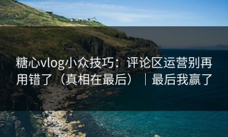 糖心vlog小众技巧：评论区运营别再用错了（真相在最后）｜最后我赢了