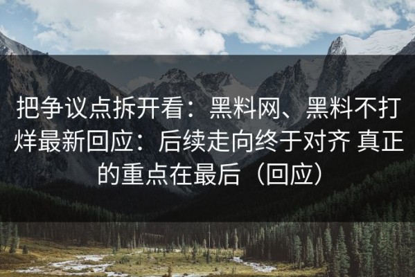 把争议点拆开看：黑料网、黑料不打烊最新回应：后续走向终于对齐 真正的重点在最后（回应）