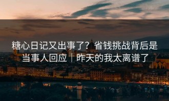 糖心日记又出事了？省钱挑战背后是当事人回应｜昨天的我太离谱了
